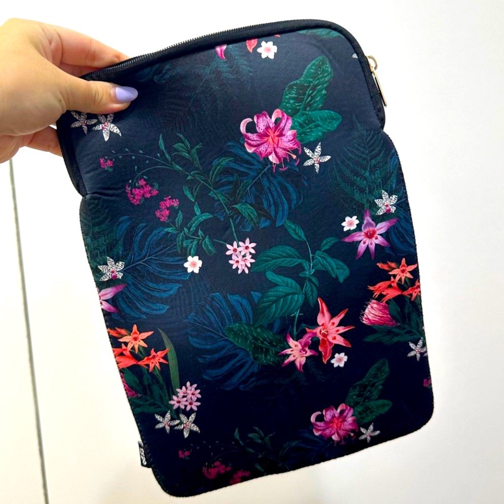 Floral Computer/ Tablet/ Ipad Sleeve Pouch Cover Zip Bag